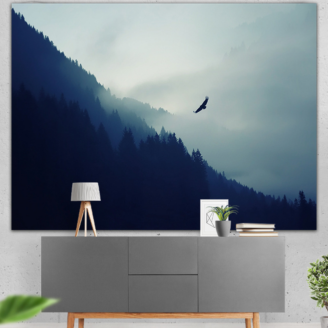 WHH 높은 품질 가리개 인테리어 대형 패브릭 포스터, 다크블루