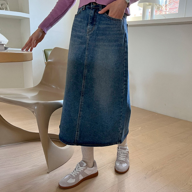 DIAMIGNON Luna 後開衩牛仔長裙