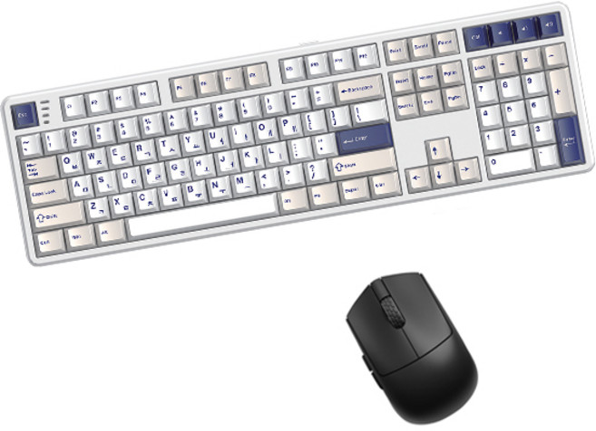 한성컴퓨터 유무선 기계식 키보드 마우스 세트, 일반형, 오션화이트 + 블랙, GK798PRO 라벤더 또각 45g + M5 Nano