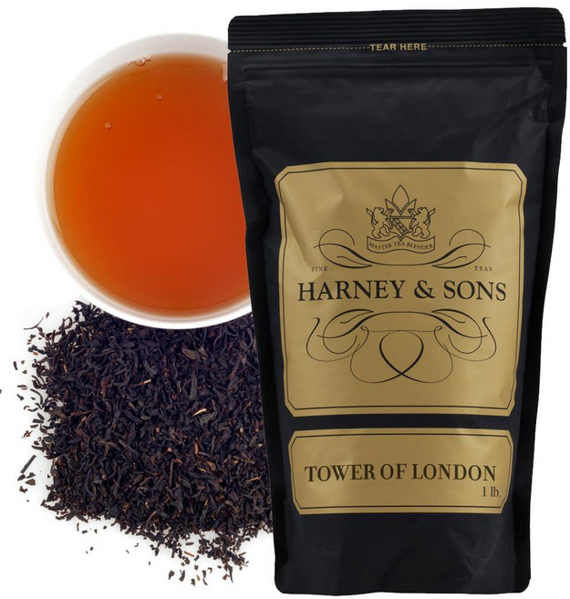 Harney & Sons Tower of London 루즈 리프 티 - 바닐라 커런트 캐러멜이 함유된 블랙 & 우롱 블렌드 473.2ml(16온스) 백