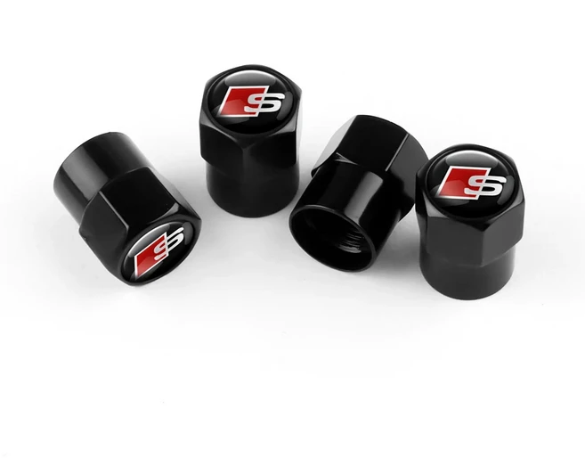 4개 금속 자동차 스타일링 휠 타이어 밸브 캡 커버 액세서리 (아우디 A6 C7 A7 Q3 Q5 Q7 S3 RS6 RS7 A1 A2, 18 6J-Black