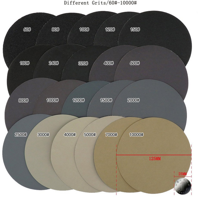 5 인치 125mm 방수 샌딩 디스크 후크 & 루프 실리콘 카바이드 사포 습식/건식 연삭용 60 -10000 그릿, 1500, 1pcs