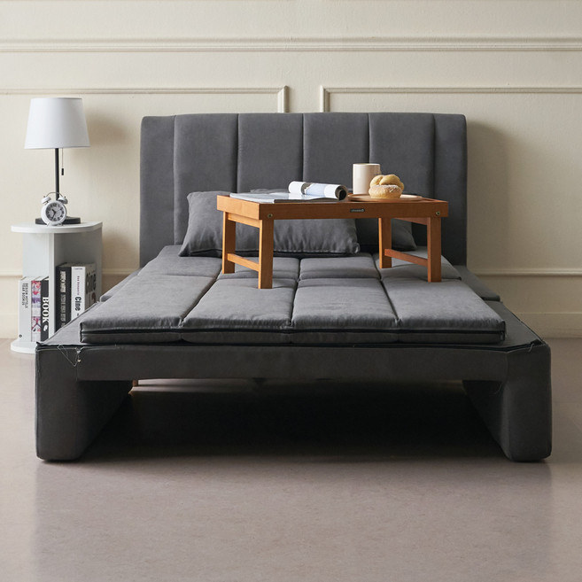 [추가즉시할인+등쿠션증정] 에보니아 체인지 접이식 소파베드 / 1인용 2인용 / 쇼파침대 침대쇼파, 1인_다크그레이