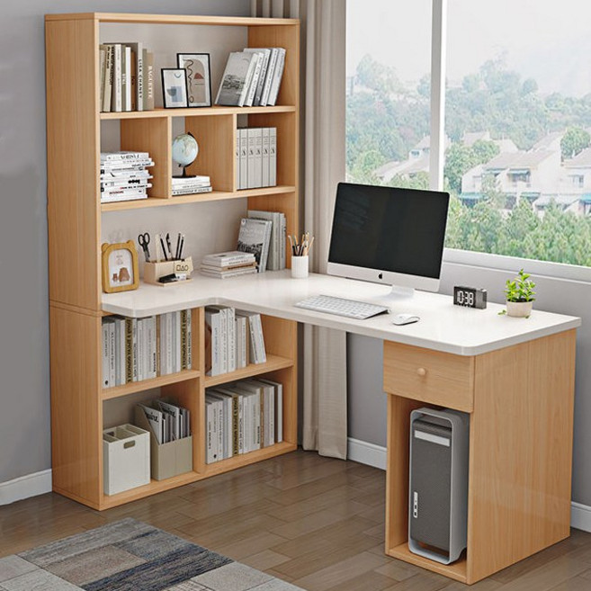 멀티수납 게이밍 컴퓨터 사무용책상 파티션 책꽂이 일체형 학생 공부 책상, 연갈색(A)