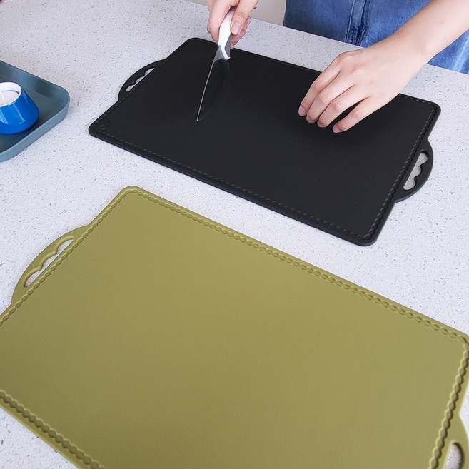 세이실리 프리미엄 실리콘 양면도마 이유식도마, 1개, 올리브