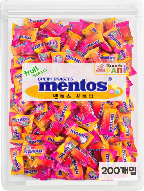 멘토스 푸르티 대용량 간식 개별포장 200개, 1개