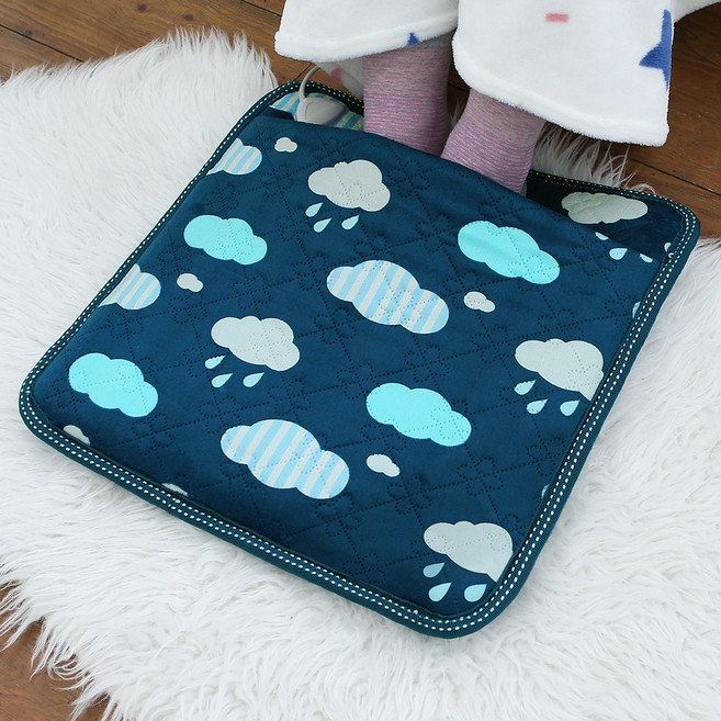 디누스 한일전기 극세사 발 전기방석, 네이비, 극세사 구르미 네이비 발방석