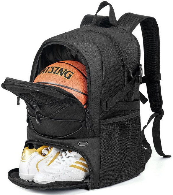 농구 볼 백 공 가방 축구공 물통 수납, 블랙, 1개