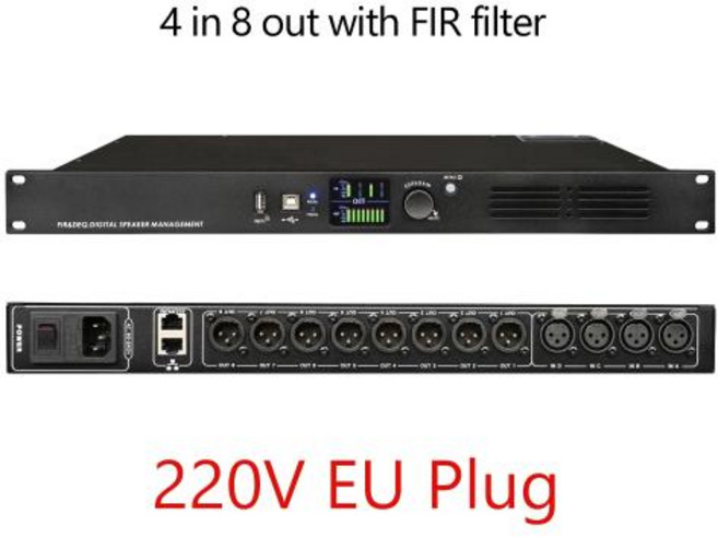 ShennDare DA48 4 In 8 Out 전문 디지털 오디오 프로세서 DSP 프리 사운드 이펙터FIR 스피커 관리 시스템 포함 오디오파일 녹음 스튜디오 성능, 2)220V EU Plug
