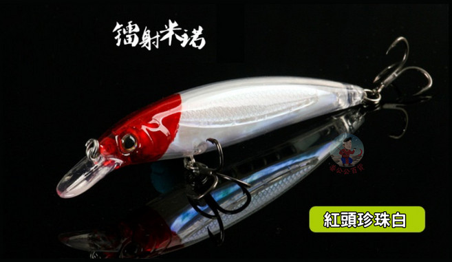 姜公公 米諾 假餌 遠投 沈水 路亞餌, 紅頭珍珠白, 1個, 14g
