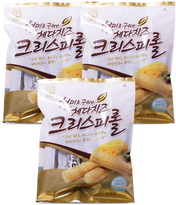 우리밀 현미로 구운 체다치즈 크리스피롤, 100g, 3개