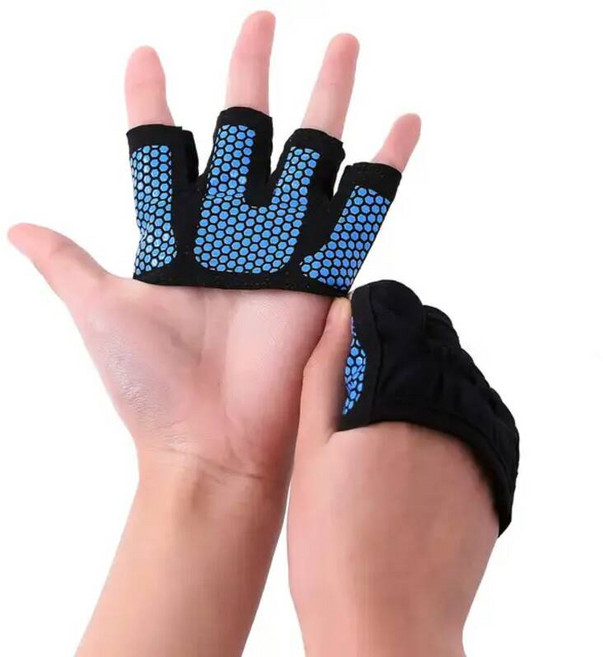 헬스 손목보호대 장갑 피트니스 하프 핑거 남녀공용 파워 웨이트 리프팅 보디 빌딩 손 보호대 크로스핏 글러브, XL, Blue