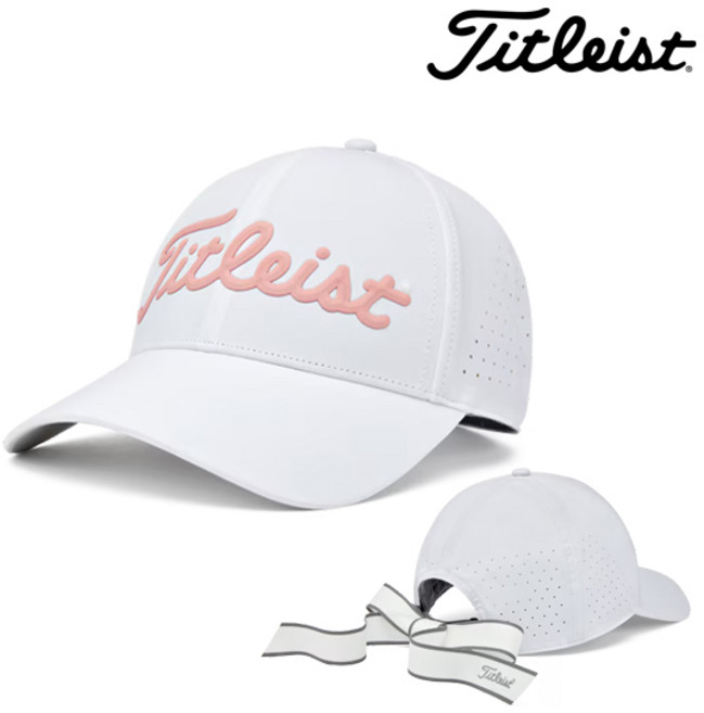 타이틀리스트 2025 우먼스 퍼포먼스 골프모자 TH24AWPCA 여성용 골프 캡 리본, 1개, 화이트/소프트핑크