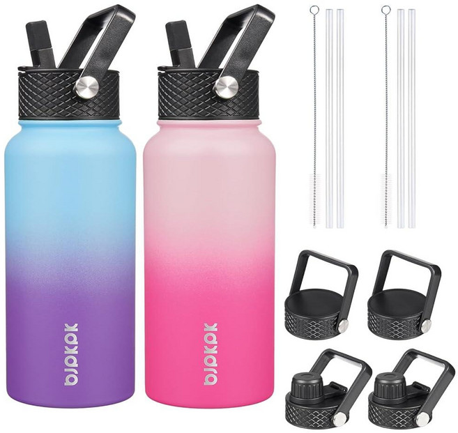139069 BJPKPK 6-in-1 풀 액세서리 스테인리스 워터보틀 532ml 블로썸/오션 2종 세트, 체리+오션 드림