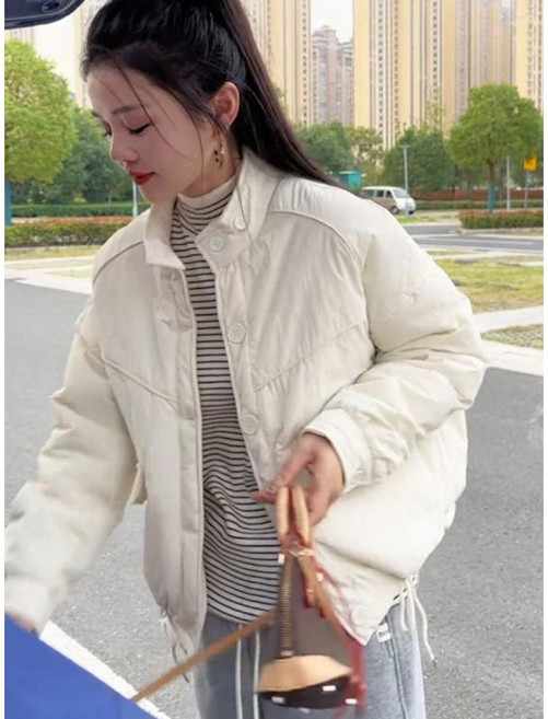 短款菱格加厚羽絨棉服外套