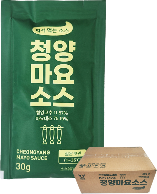 태영 청양마요소스 1박스(30g 100개) 청양마요네즈 일회용소스, 30g, 100개