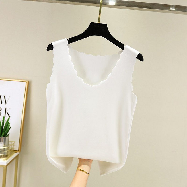 Neirny 여성 브이넥 나시티 봄가을 발열 이너 민소매 간절기 나시 솔리드 루즈핏 스판 면 이너웨어 상의