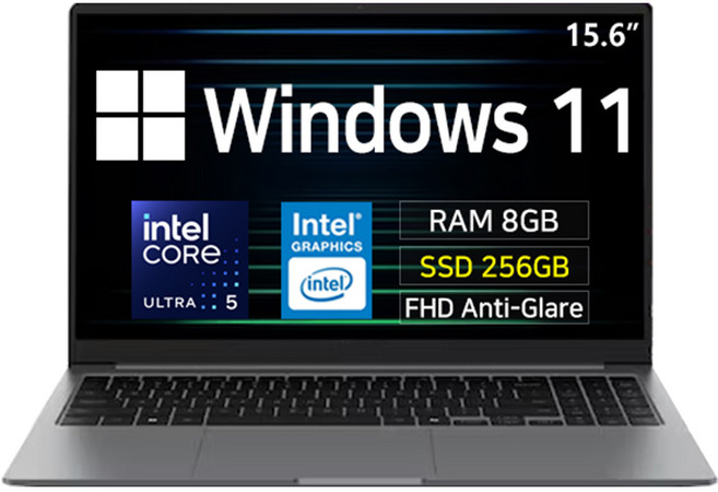 삼성 갤럭시북5 15.6 인텔 울트라5 8G 업무용 사무용 대학생 인강용 AI노트북, NT750XHW-A58A, WIN11 Home, 8GB, 256GB, 그레이