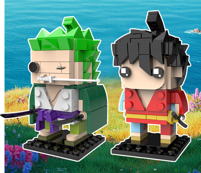 FunKKU 원피스 피규어 BIG 사이즈 루피+조로 2종 블럭세트 레고호환블럭 PCS281 어린이날선물, 1세트