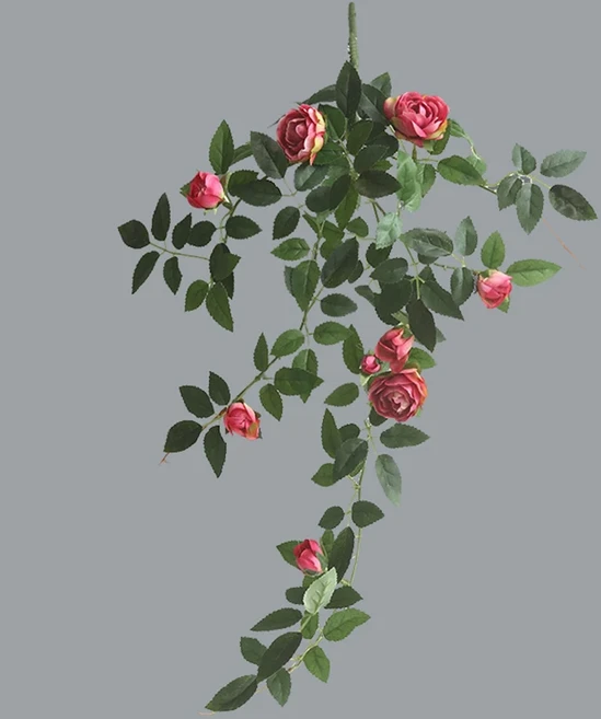 인공 걸이식 장미 덩굴 꽃 가짜 식물 벽 웨딩 정원 실내 야외 방 등나무 시뮬레이션, 01 Red