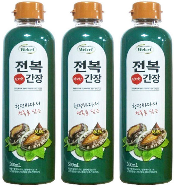 홀렌 맛더한 전복간장 만능간장, 3개, 500ml