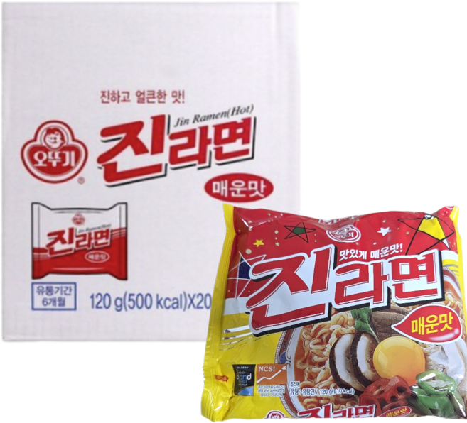 오뚜기 진라면 매운맛 120g, 20개