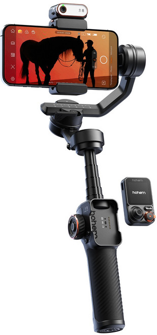 호헴 hohem iSteady M7 3축 스마트폰 짐벌 AI트래킹 비전 센서 터치스크린 리모컨 포함, 블랙, 1개