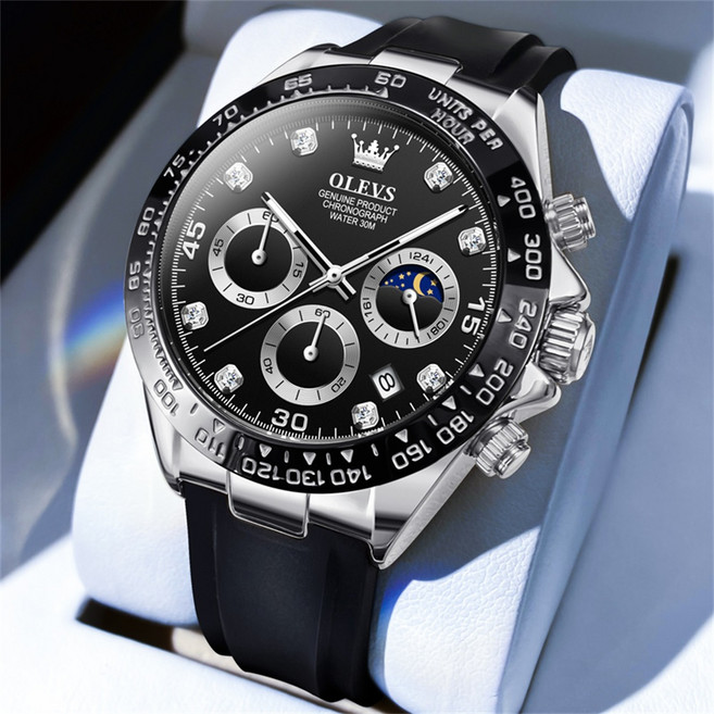 OLEVS 남자손목시계 정품 쿼츠 럭셔리 명품 워터프루프 야광 다기능