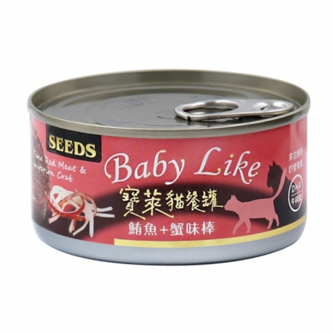 Baby Like 寶萊貓餐罐 170克 貓罐頭, 170g, 48個, 鮪魚+蟹味棒