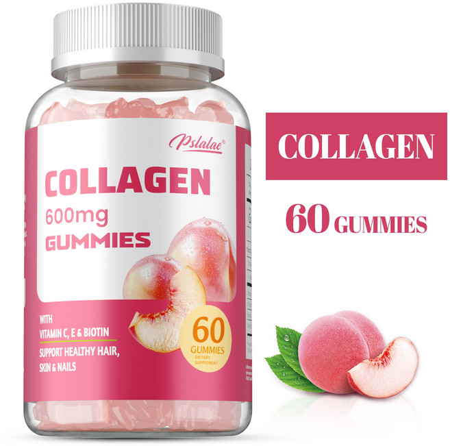 비타민 C E 비오틴이 함유된 무설탕 가수분해 콜라겐 젤리 여성 남성 건강한 피부 모발 손톱 뷰티 서포트 천연 콜라겐 생성을 위한 콜라겐 부스터 젤리, 3개, 60정