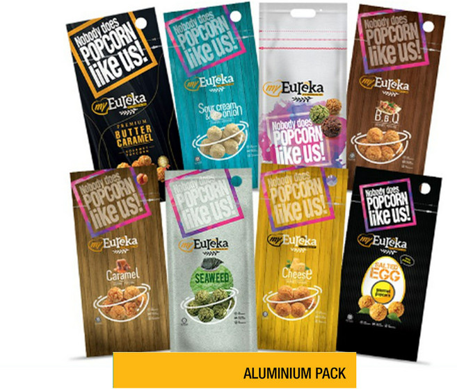 말레이시아 유레카 팝콘 140g Eureka Popcorn Aluminium Pack 카라멜 닥크초코 버터 코코아 씨솔트 와사비 김 등다양맛, 1개