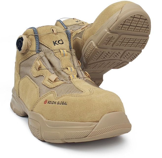 발 볼이 넓은 코오롱 안전화 KG-700 사막화 6인치 나노텍스 다이얼 방수 안전화