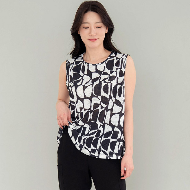 물론 여성 자카드인견 민소매 블라우스