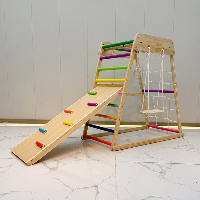 실내 구름사다리 놀이방 놀이터 안전한 컬러풀 원목 타입, 1개, H. 작은 사다리 및 스윙 보드