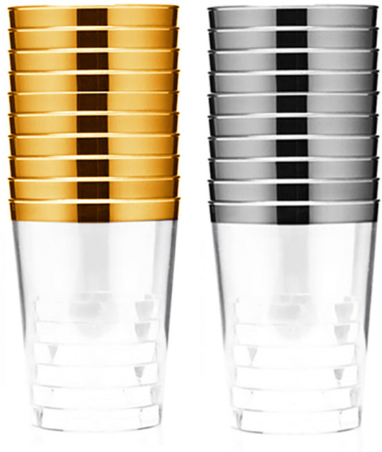 쓱싹 플라스틱 일회용 맥주컵 블랑 골드 + 아리아 실버, 20개입, 1세트
