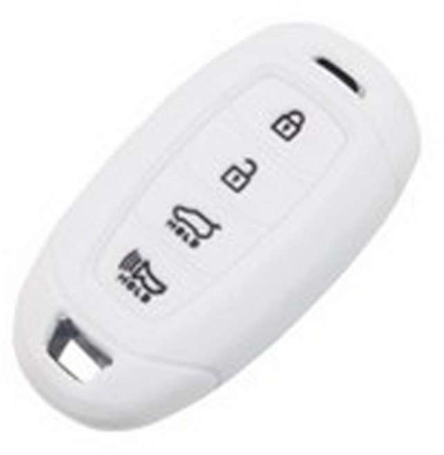 현대 호환 제네시스 호환 실리콘 키케이스, 중신형4버튼, 화이트, .