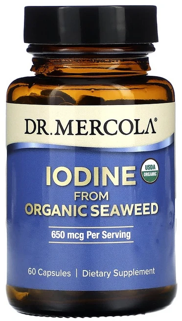 오가닉 해조류 요오드 325mcg 60캡슐 켈프 요오드 함유 닥터머콜라, Dr. Mercola 닥터 머콜라 아이오딘 325mcg, 1개 - 쿠팡