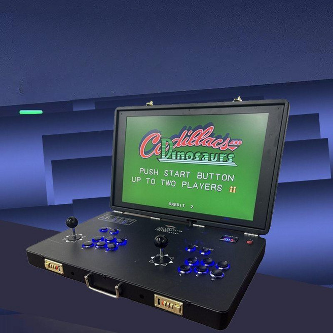 휴대용 레트로 게임기 오락실 오락기 콘솔 게임 고전, 플러그인 2 + 2 무선 컨트롤러