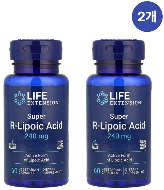 라이프익스텐션 알리포산 R-Lipolic Acid 240mg 베지캡슐 60정 x 2개