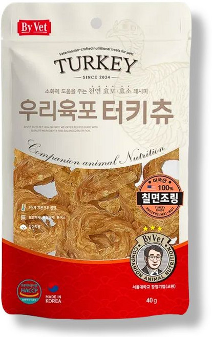 바이벳 우리육포 국내산 강아지 수제 간식 대용량, 70g, 1개, 터키츄링