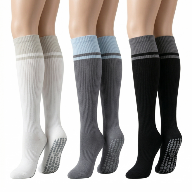 리스펙 고탄력 논슬립 필라테스 니삭스 여성 미끄럼방지 긴양말