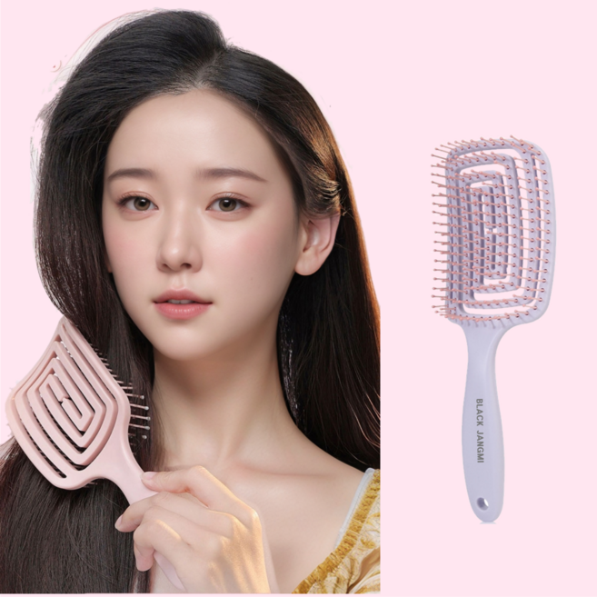 블랙장미 볼륨 살리는 넓은 헤어 브러쉬, 1개, 퍼플