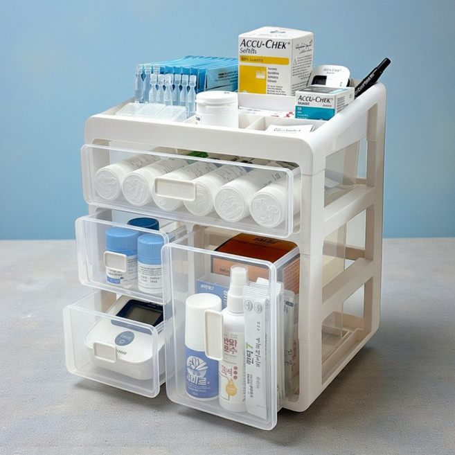 하루잡화 식탁 위 약통 정리함, 1개, 화이트