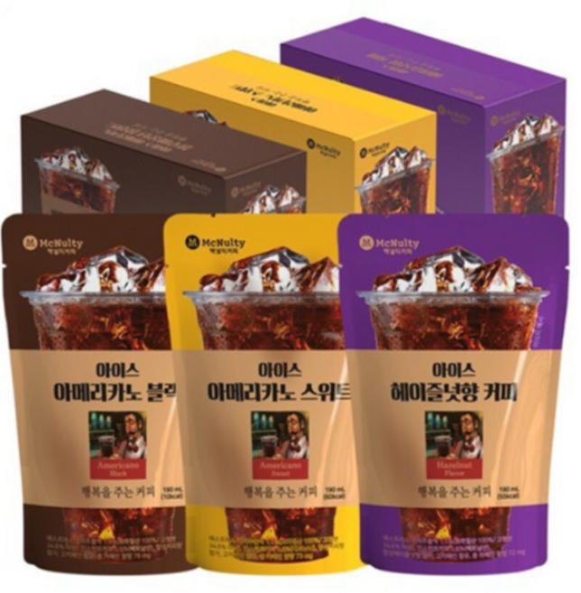 맥널티 아메리카노 스위트 헤이즐넛 편의점 파우치, 190ml