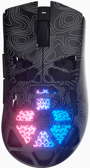 FURYCUBE G11 초경량 무선 게이밍 마우스 PAW3311 센서 메테오 볼캐노 다이내믹 RGB 3모드 연결 6단계 DPI 인체공학적 디자인 대용량 장시간 사용, 컨투어 블랙, G11마우스