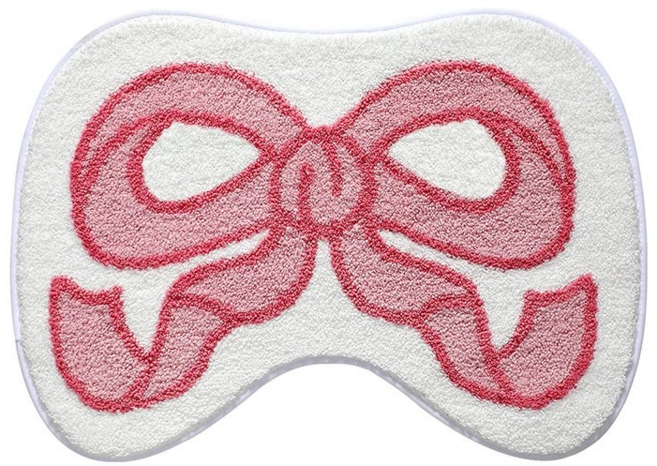 모먼트비 리본 발매트 화장실 욕실 현관 도톰 예쁜 디자인 논슬립 미끄럼방지 부드러운 발매트 43 X 60 CM, 핑크