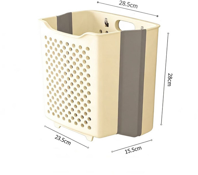 벽걸이 빨래 수납 바구니 욕실 빨래통 다용도 접이식 빨래 바구니YCY, 베이지