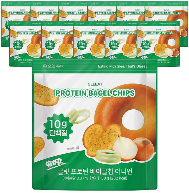 글릿 프로틴 베이글칩 어니언맛 단백질10g 저칼로리, 12개, 50g