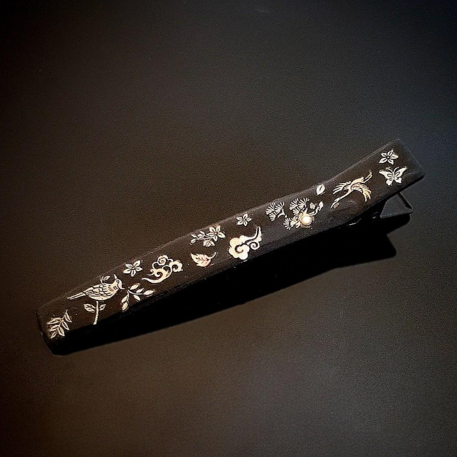 아리아스 한국 자개스타일 블랙 헤어핀 건강 부귀 행운 의미 집게핀