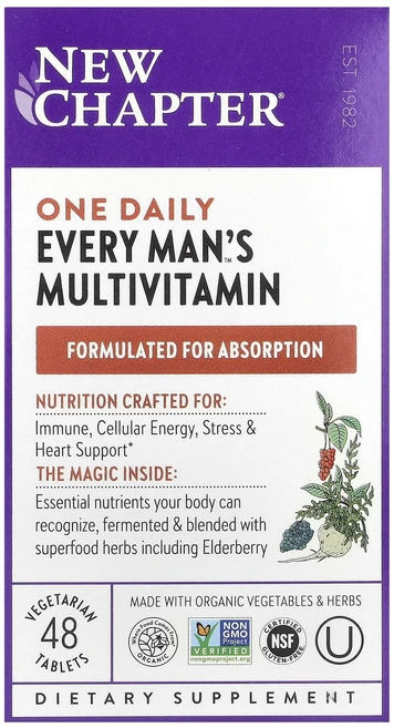 몸관리하세요 겨울입니다 New Chapter One Daily Every Man's™ 종합비타민 베지 정제 48정 특별관리진행, NewChapterOneDailyEveryMans종합비, 1개 - 쿠팡